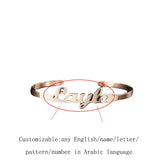 Rose Plated Open Bracelet Personalized Stainless Steel Name