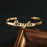 Rose Plated Open Bracelet Personalized Stainless Steel Name