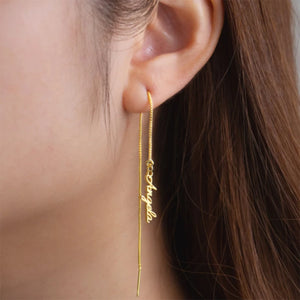 Stainless Steel Tassel Earrings with English Letters
