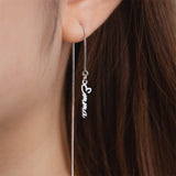 Stainless Steel Tassel Earrings with English Letters