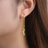 Stainless Steel Tassel Earrings with English Letters