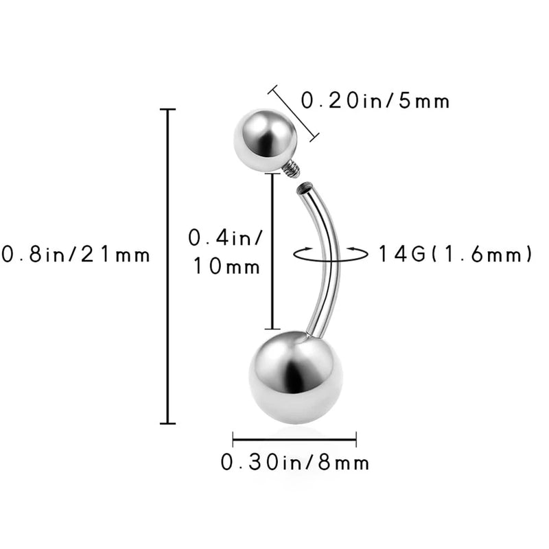 Titanium Zircon Navel Piercing Rings