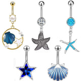 Starfish Shells Stainless Steel Belly Button Ring for Women