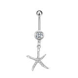 Starfish Shells Stainless Steel Belly Button Ring for Women
