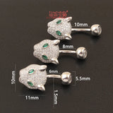 925 Silver Leopard Head Belly Button Ring