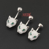 925 Silver Leopard Head Belly Button Ring