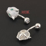 925 Silver Leopard Head Belly Button Ring