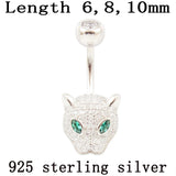 925 Silver Leopard Head Belly Button Ring