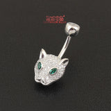 925 Silver Leopard Head Belly Button Ring