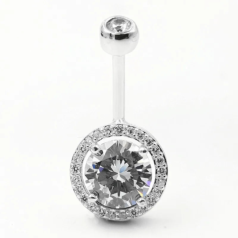 925 Silver CZ Navel Piercing Body Jewelry