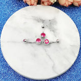 925 Silver CZ Belly Button Ring Barbell Stud