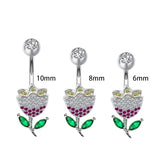 925 Silver Rose Flower Navel Piercing  Body Jewelry
