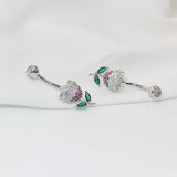 925 Silver Rose Flower Navel Piercing  Body Jewelry