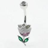925 Silver Rose Flower Navel Piercing  Body Jewelry