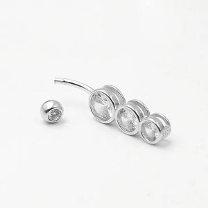 925 Silver CZ Belly Button Ring Navel Barbell 6 8 10MM