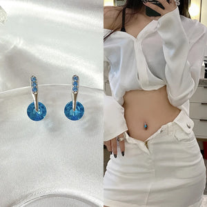 Silver 925 Belly Button Ring with Zircon for Women
