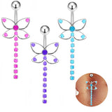 Surgical Steel Butterfly Belly Button Rings Jewelry for Women