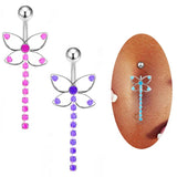Surgical Steel Butterfly Belly Button Rings Jewelry for Women