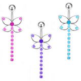 Surgical Steel Butterfly Belly Button Rings Jewelry for Women