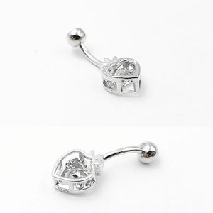925 Silver Belly Ring CZ Body Jewelry Curved Barbells Navel Rings