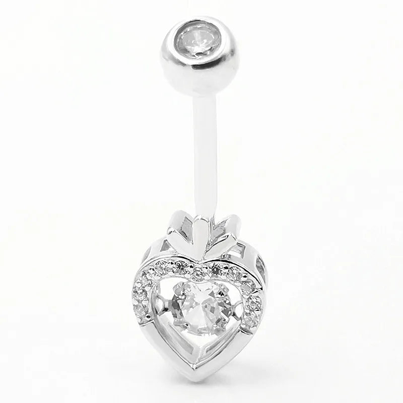 925 Silver Belly Ring CZ Body Jewelry Curved Barbells Navel Rings