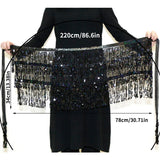 Sequined Fringed Waist Chain Belly Dance Hipster Skirt