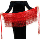 Sequined Fringed Waist Chain Belly Dance Hipster Skirt