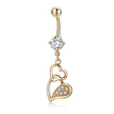 Heart Dangle Crystal Belly Ring Stainless Steel Women Body Jewelry