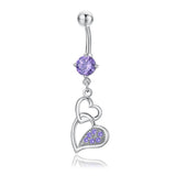 Heart Dangle Crystal Belly Ring Stainless Steel Women Body Jewelry