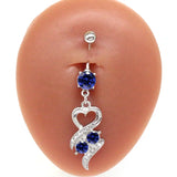 Heart Dangle Belly Ring Stainless Steel Body Piercing Jewelry