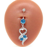 Heart Dangle Belly Ring Stainless Steel Body Piercing Jewelry