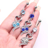 Heart Dangle Belly Ring Stainless Steel Body Piercing Jewelry