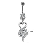 Heart Dangle Belly Ring Stainless Steel Body Piercing Jewelry