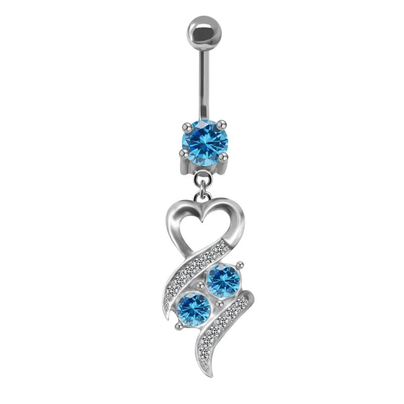 Heart Dangle Belly Ring Stainless Steel Body Piercing Jewelry