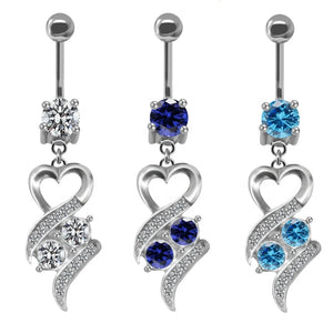 Heart Dangle Belly Ring Stainless Steel Body Piercing Jewelry