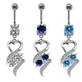 Heart Dangle Belly Ring Stainless Steel Body Piercing Jewelry