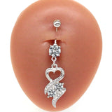 Heart Dangle Belly Ring Stainless Steel Body Piercing Jewelry