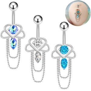 Heart Navel Ring Stainless Steel Belly Ring Body Piercing Jewelry