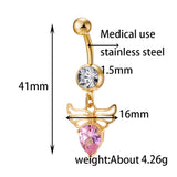 Stainless Steel Heart Navel Ring for Women