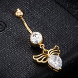 Stainless Steel Heart Navel Ring for Women