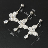 Butterfly Dangle Water Drop Zircon 925 Silver Belly Button Ring