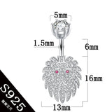 S925 Belly Button Ring with Zircon Stones 6 8 10mm Pin Length Piercing Navel Bar