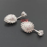 S925 Belly Button Ring with Zircon Stones 6 8 10mm Pin Length Piercing Navel Bar