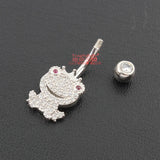 Frog Belly Button Ring 925 Silver Zircon Stone Crown Piercing