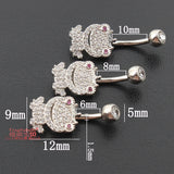 Frog Belly Button Ring 925 Silver Zircon Stone Crown Piercing