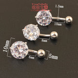 925 Silver Prong 10mm Zircon Navel Ring