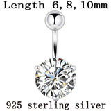 925 Silver Prong 10mm Zircon Navel Ring