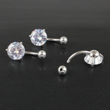925 Silver Prong 10mm Zircon Navel Ring