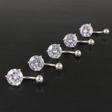 925 Silver Prong 10mm Zircon Navel Ring