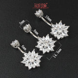 925 Sterling Silver Flower Zircon Belly Button Ring